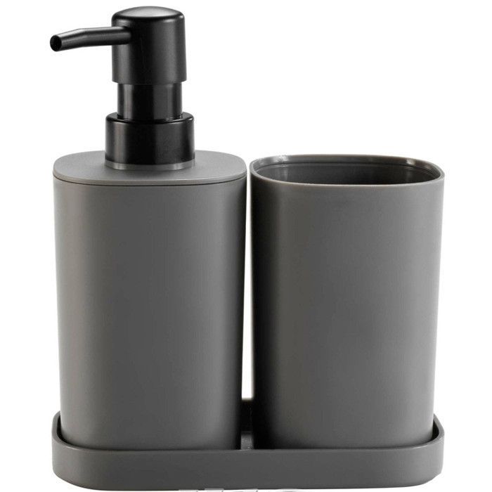Juego de accesorios de baño Vita de 3 piezas, 19 cm, antracita.