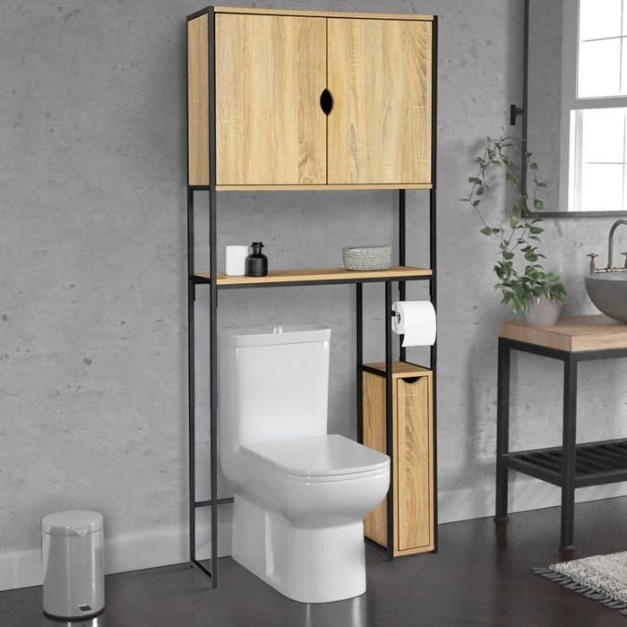 IDMARKET 3-in-1 Bathroom Vanity Unit with Storage Cabinets, DETROIT Industrial Design
