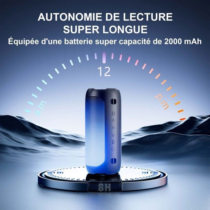 VEATOOL Enceinte Bluetooth Portable RGB 25W Son Stéréo + Basses, Autonomie 10 h, TWS Appairage Stéréo  Micro Intégré, Outdoor IPX6