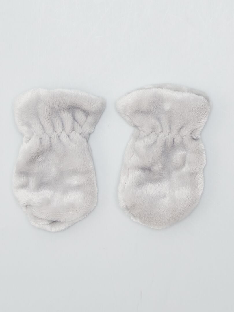 Conjunto de gorro, cachecol e luvas - CINZA