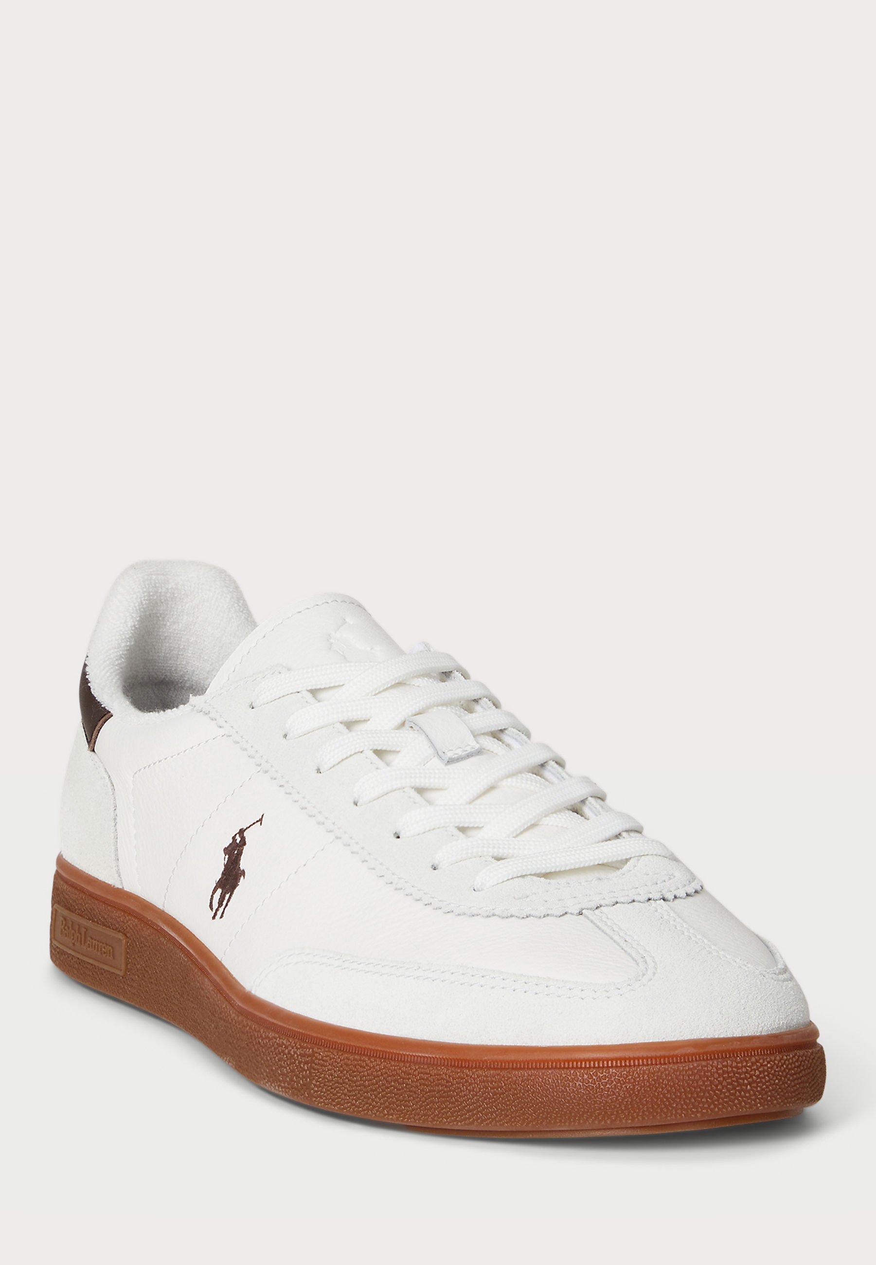 Polo Ralph Lauren BEDFORD LEATHER-SUEDE SNEAKER UNISEX - Trampki - ecru/ciemnobrązowe