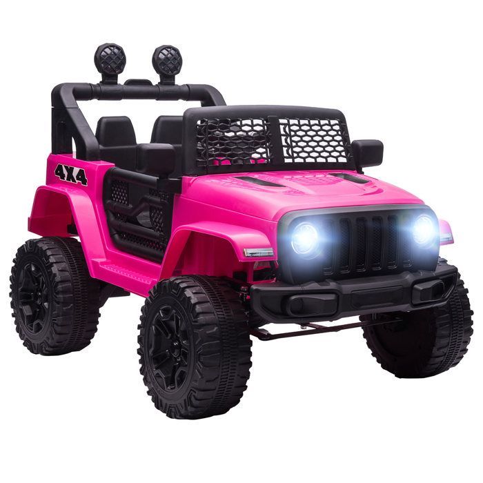 Coche eléctrico infantil HOMCOM - 12 V, 5 km/h máx., mando a distancia, efectos de luz y sonido - PP - 100 x 65 x 72 cm - Rosa
