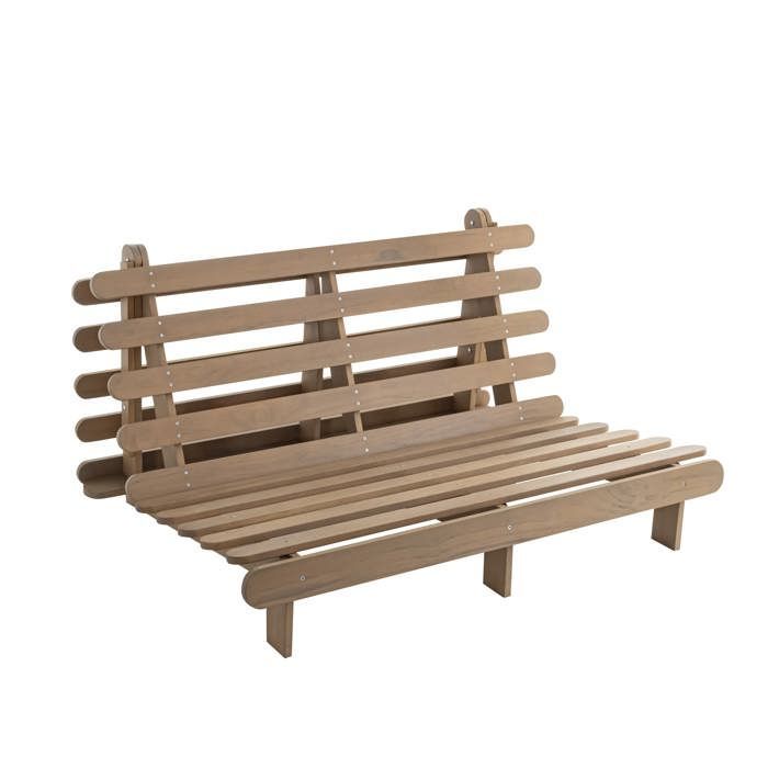 Structure futon 140x200 cm en bois massif taupe - Taupe - Terre de Nuit