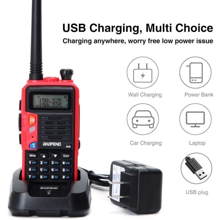 Talkie Walkie - BaoFeng - UV-S9 Plus - Batterie 2800 mAh - Portée 8-10 km - VHF/UHF Dual Bande