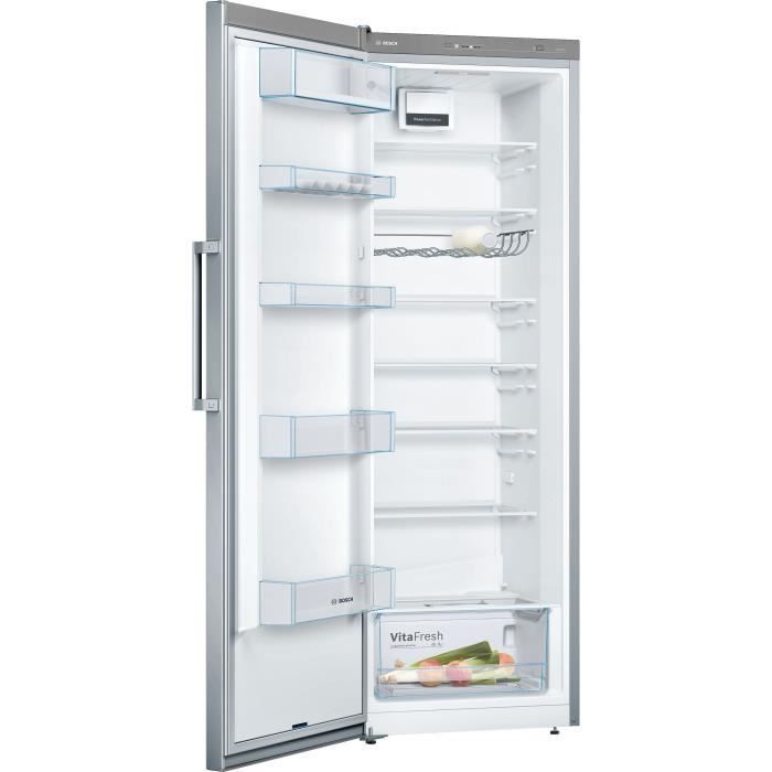Frigorífico independiente - BOSCH KSV33LEP SER4 - 1 puerta - 324 L - 176 x 60 x 65 cm (alto x ancho x profundidad) - Acero inoxidable