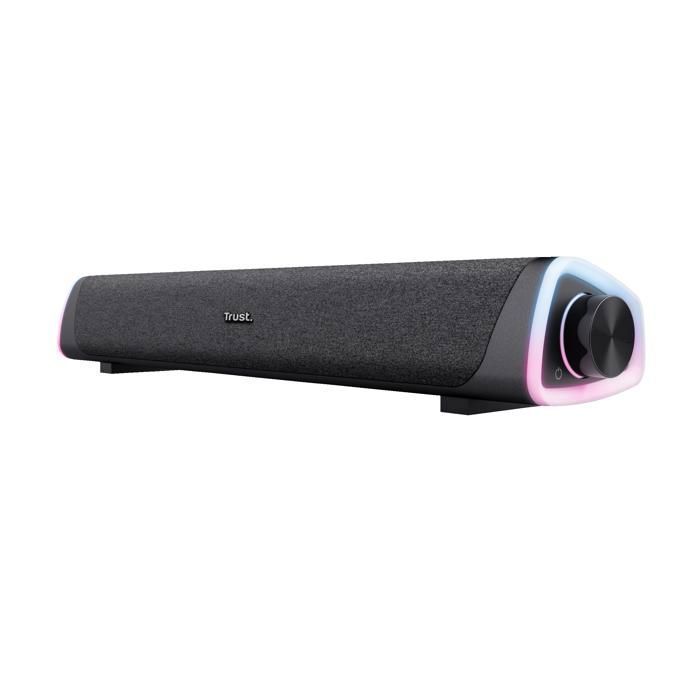 Trust Liro 12W PC Soundbar, PC-luidspreker met RGB LED-verlichting, 3,5 mm-aansluiting, USB-voeding, compacte luidspreker, zwart