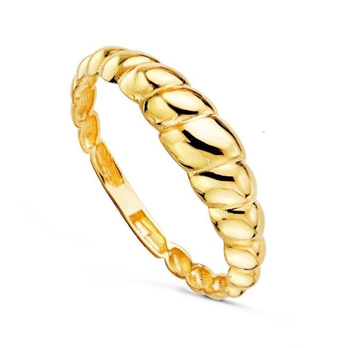 Anillo de oro de 18 quilates para mujer con detalle de galotte en forma de media luna, brillante, ancho máximo del cuerpo 4,5 mm.