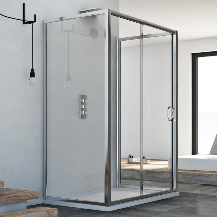 90x120x90 CM H185 transparent shower cubicle, Replay Trio model, with 1 door