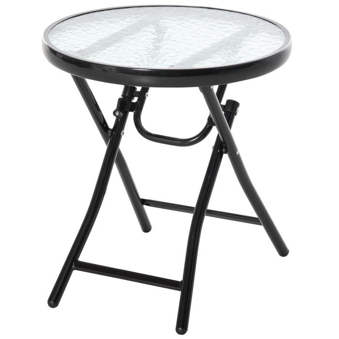 Outsunny - Mesa de jardim - Metal - 45x45x50cm - Preta