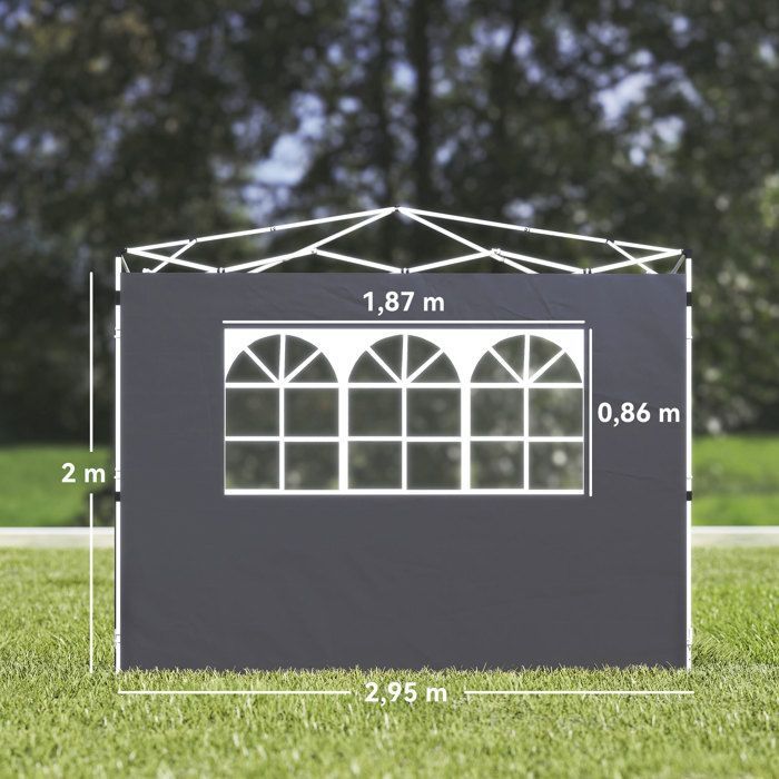 Parois latérales pour tonnelle - Outsunny - lot de 2 - pour tonnelle 3 x 3 m - tissu Oxford 210D - gris foncé