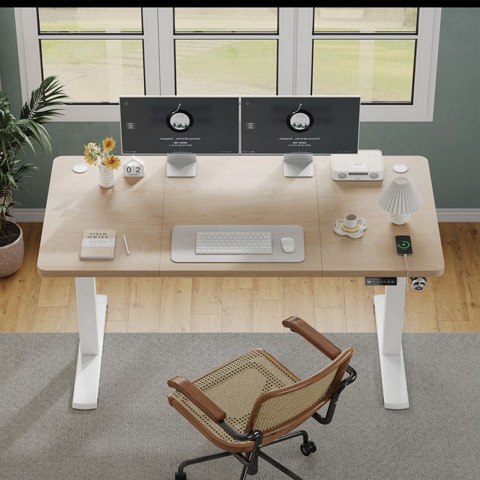 Escritorio eléctrico de altura regulable Homall 140x60 Beige - Memoria y USB - Ajustable de 73 a 118 cm - Sistema anticolisión