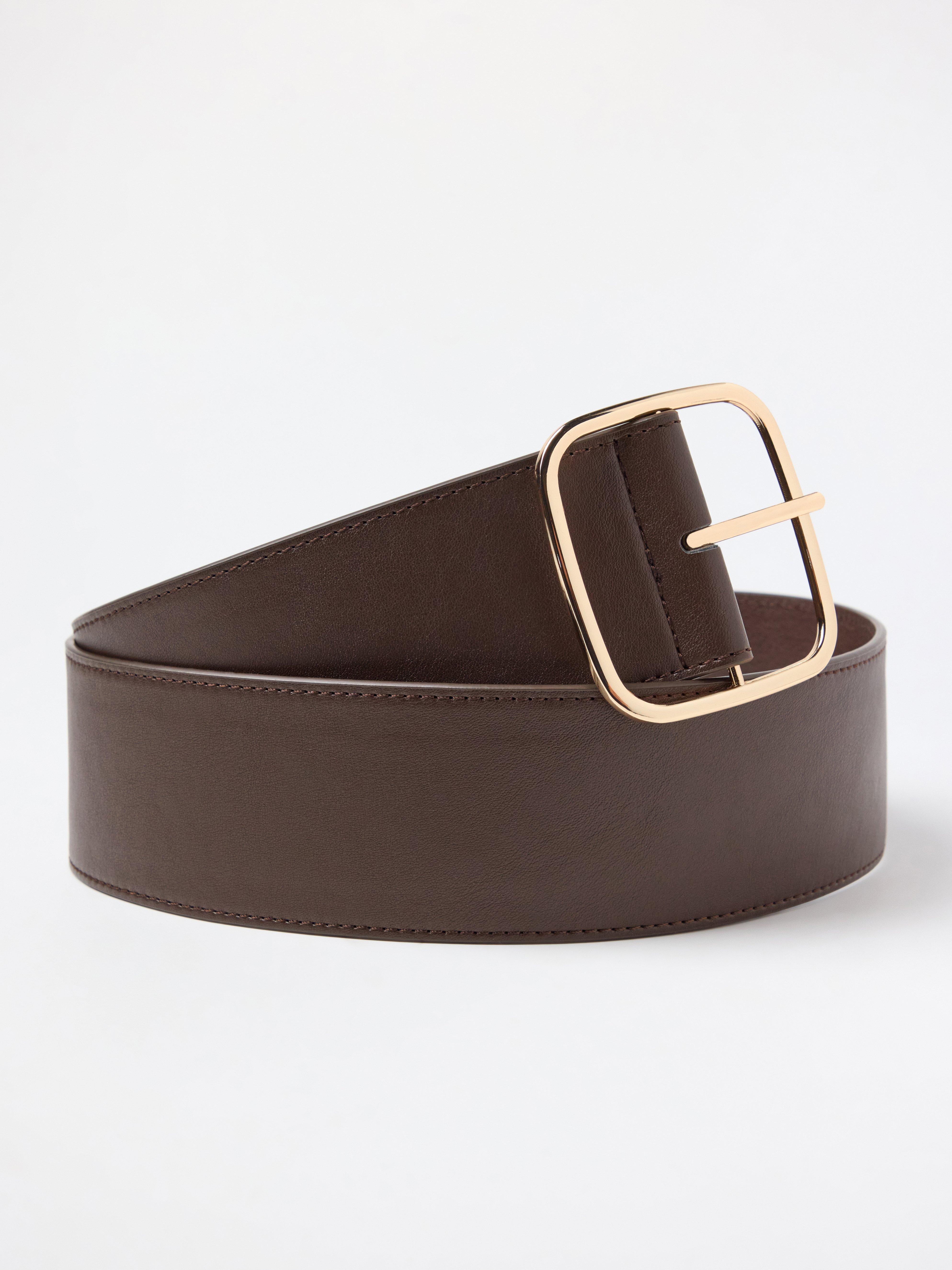 Bredt belte i imitert skinn DK Brown
