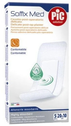 PIC Pic Weiche, mittelstarke antibakterielle Pflaster TNT 20 x 10 cm 5 Stück Pflaster
