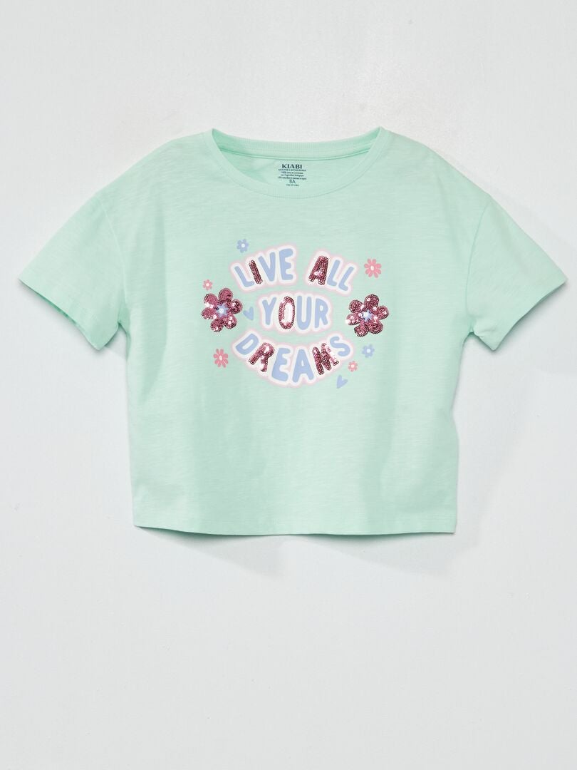 Camiseta estampada de cuello redondo - VERDE