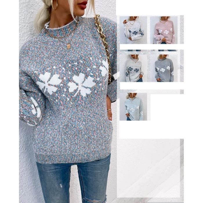 Pull Femme Col Mi-haute Casual Hiver Automne Chaude Epais Manches Longues - Gris fonce - INSFITY - Adulte