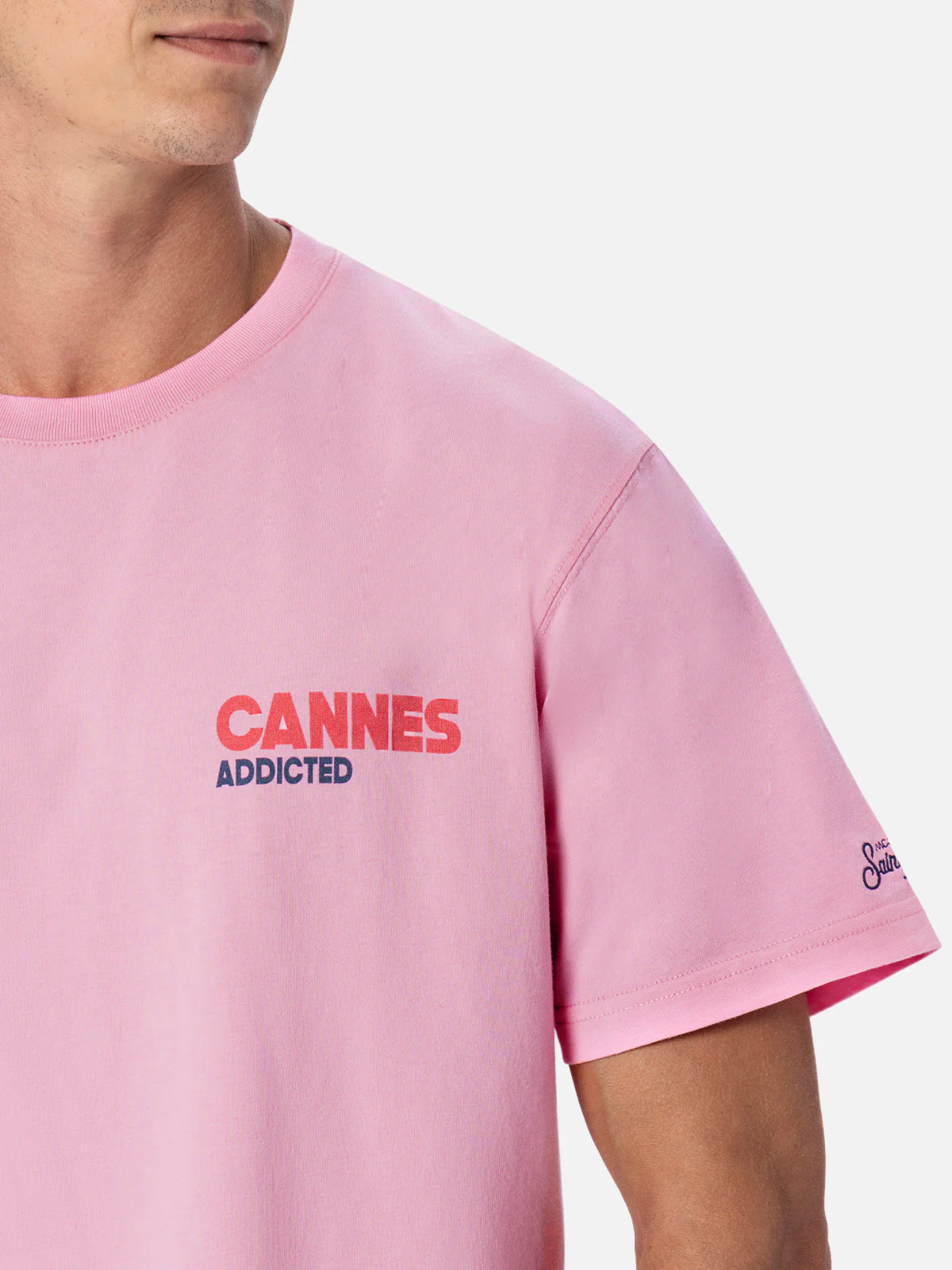Heren katoenen T-shirt met print van een ansichtkaart van Cannes Addicte