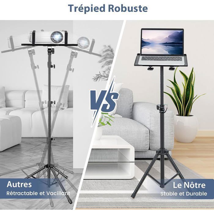 Trípode para proyector COSTWAY - Altura ajustable de 70 a 118,5 cm, plataforma inclinable, pasador de seguridad - Soporte para proyector