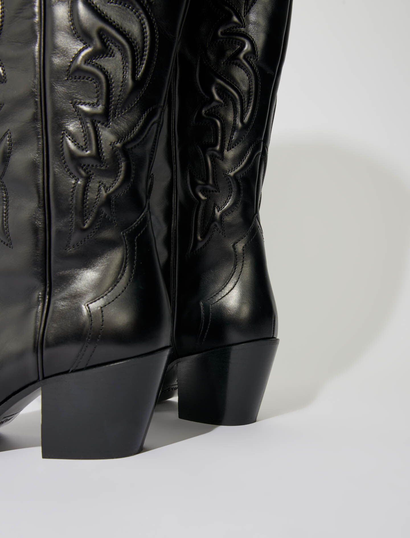 Ghete Western din piele - Negre