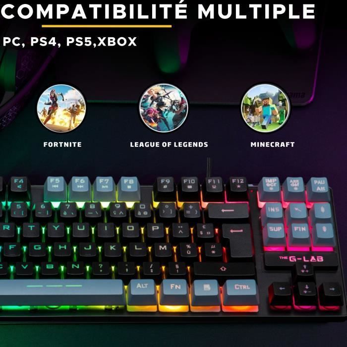 Clavier Gamer - The G-Lab - KEYZ CAESIUM - RGB - Noir & gris - TKL