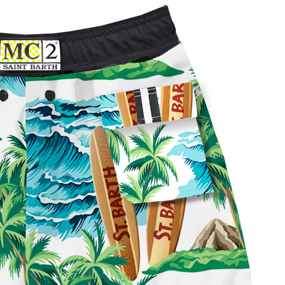 Zwempak in surfstijl met Hawaïaanse print
