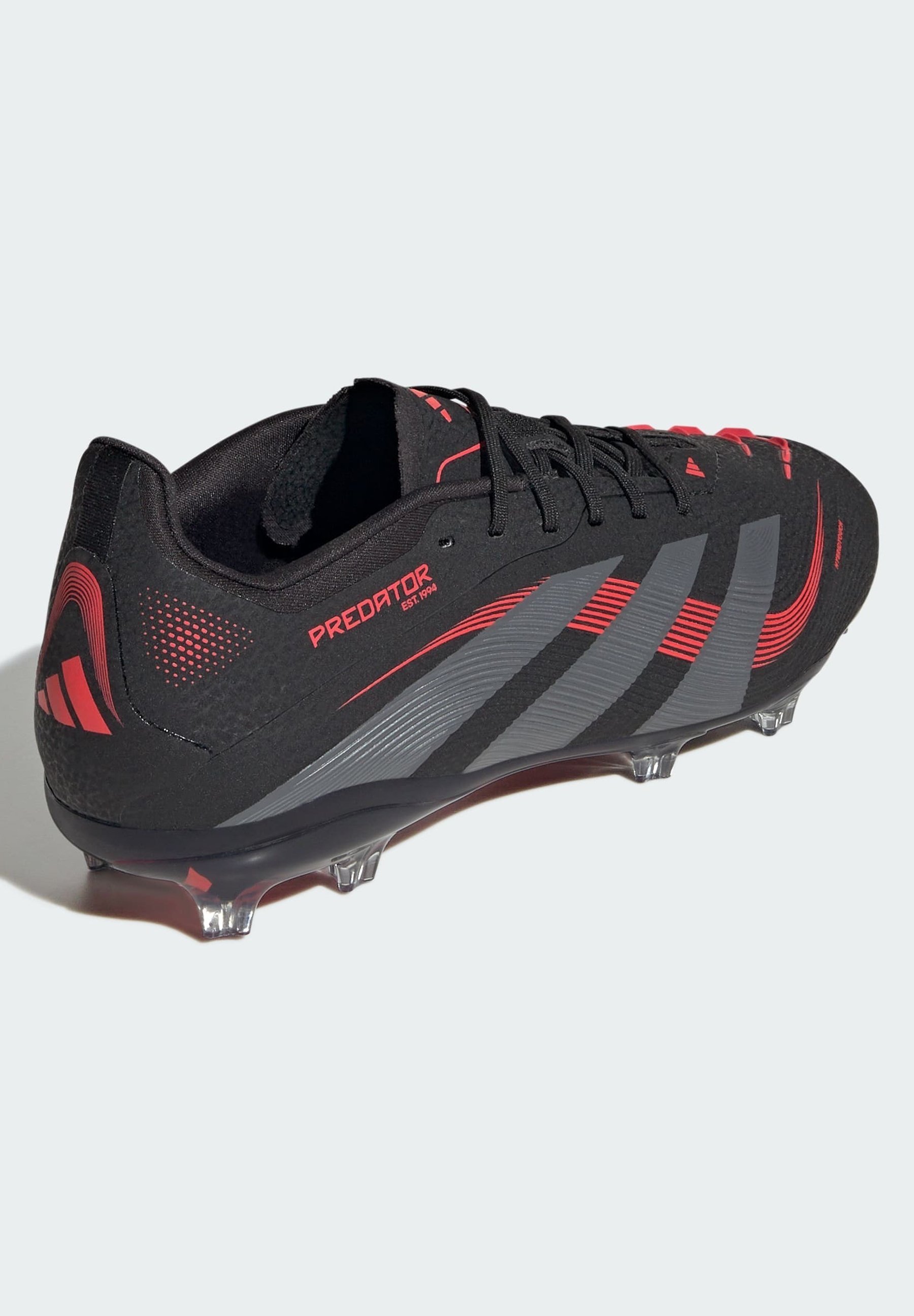 adidas Performance PREDATOR ELITE FIRM GROUND KIDS - Chaussures de football pour terrain ferme - Noir, gris et rouge vif