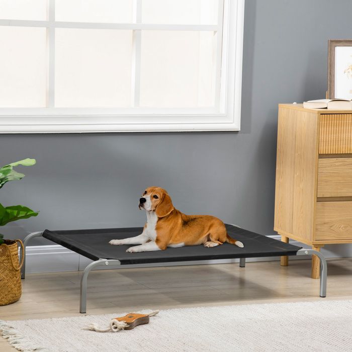 Honden-/kattenmand - PawHut - Extra Comfort - Op poten - Microgeperforeerd Textilene - 110 x 75 x 20 cm - Zwart