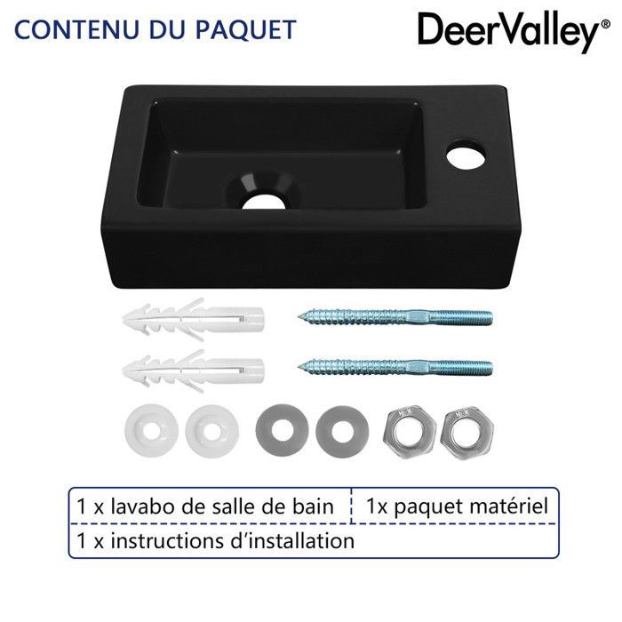 Mueble de baño rectangular de cerámica DeerValley Mini para espacios pequeños (lado derecho), DV-1V0091R