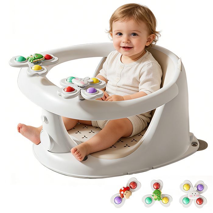 Asiento de baño para bebés, fabricado con material PP+TPE ecológico, apto para bebés de 1 a 3 años.