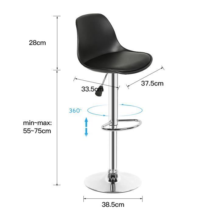 Set of 4 galvanized PU bar stools with black cushion - OHMG