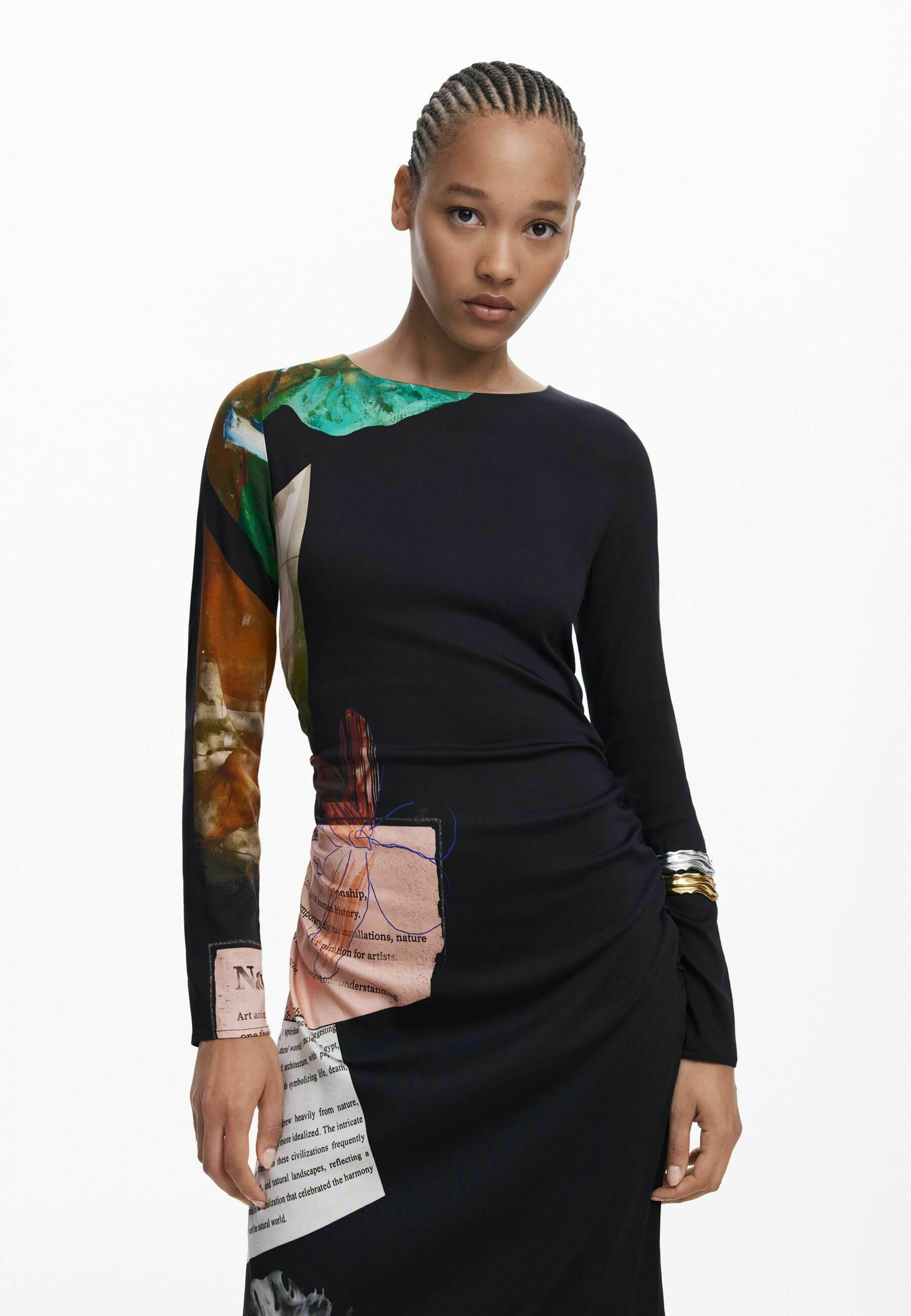 Desigual COLLAGE ASYMMETRISCH - Maxi-jurk - zwart