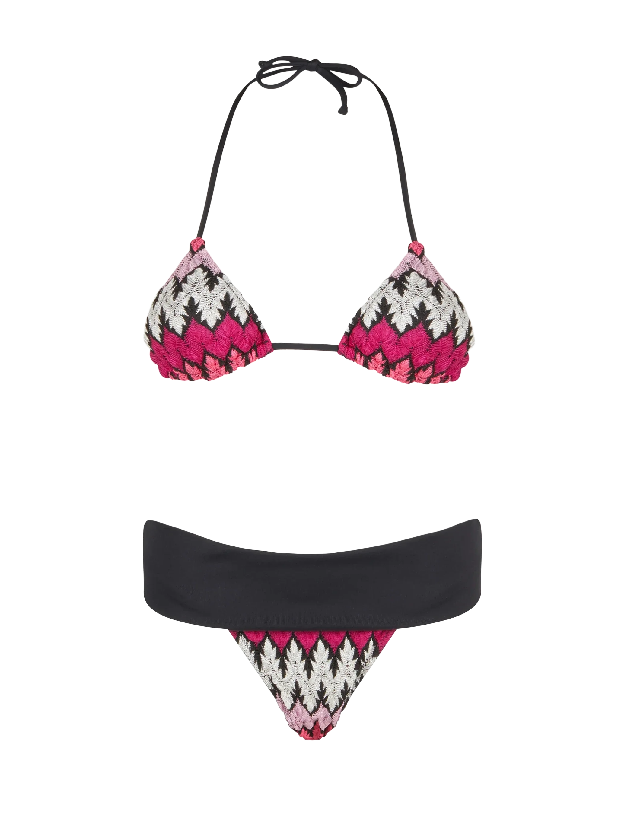Damesbikini met chevronpatroon en driehoekige cups