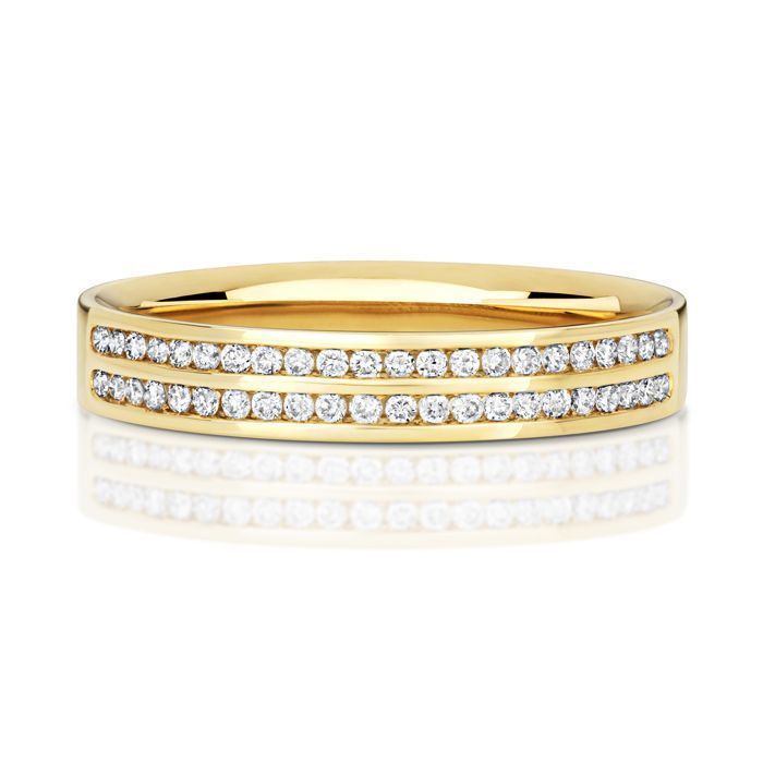 Alliance, EDS JEWELS, Donna, Oro 375/1000, Diamante taglio brillante HI - I1 da 0,22 carati, Incastonatura semi-pavé, Fascia comfort da 3 mm, 44473