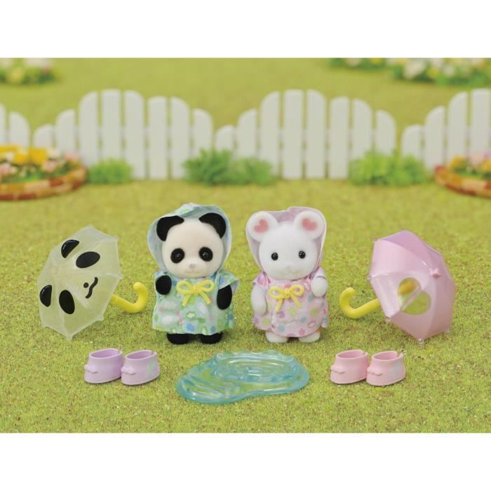 Articulated Figures - SYLVANIAN FAMILIES - Baby Duo in Raincoats - Panda and Marshmallow Mouse
