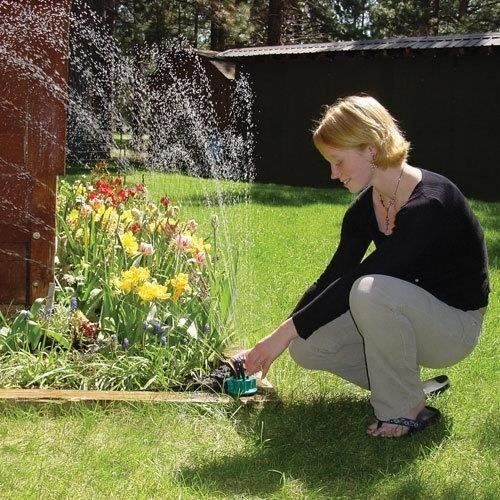 Aspersor de jardín giratorio de 360 grados con 12 aspersores automáticos - Verde
