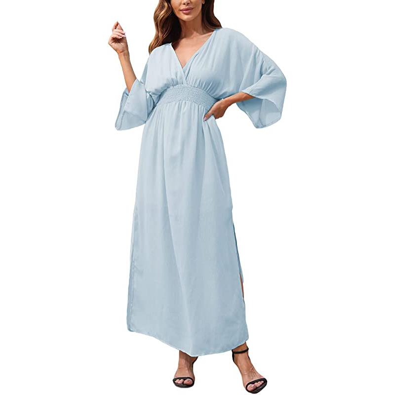 Robe d'été décontractée et ample en satin soyeux pour femme