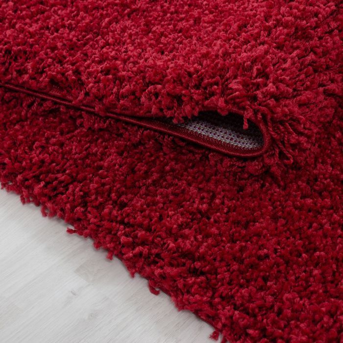 Tapis Salon, Uni Shaggy Moelleux, Chambre, Doux à Poils Longs, hauteur du poil 50 mm, Tapis Rouge, Tapis 60 x 110 cm