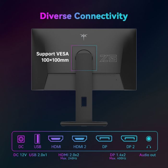 KTC H25X7 Plat 16:9 Hurtig IPS FHD 1920 x 1080 360 Hz Overdrive til 400 Hz