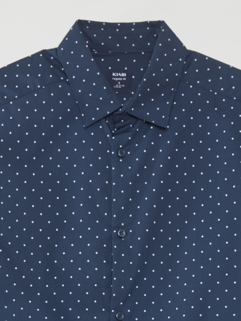 Camisa regular con estampado de lunares - AZUL