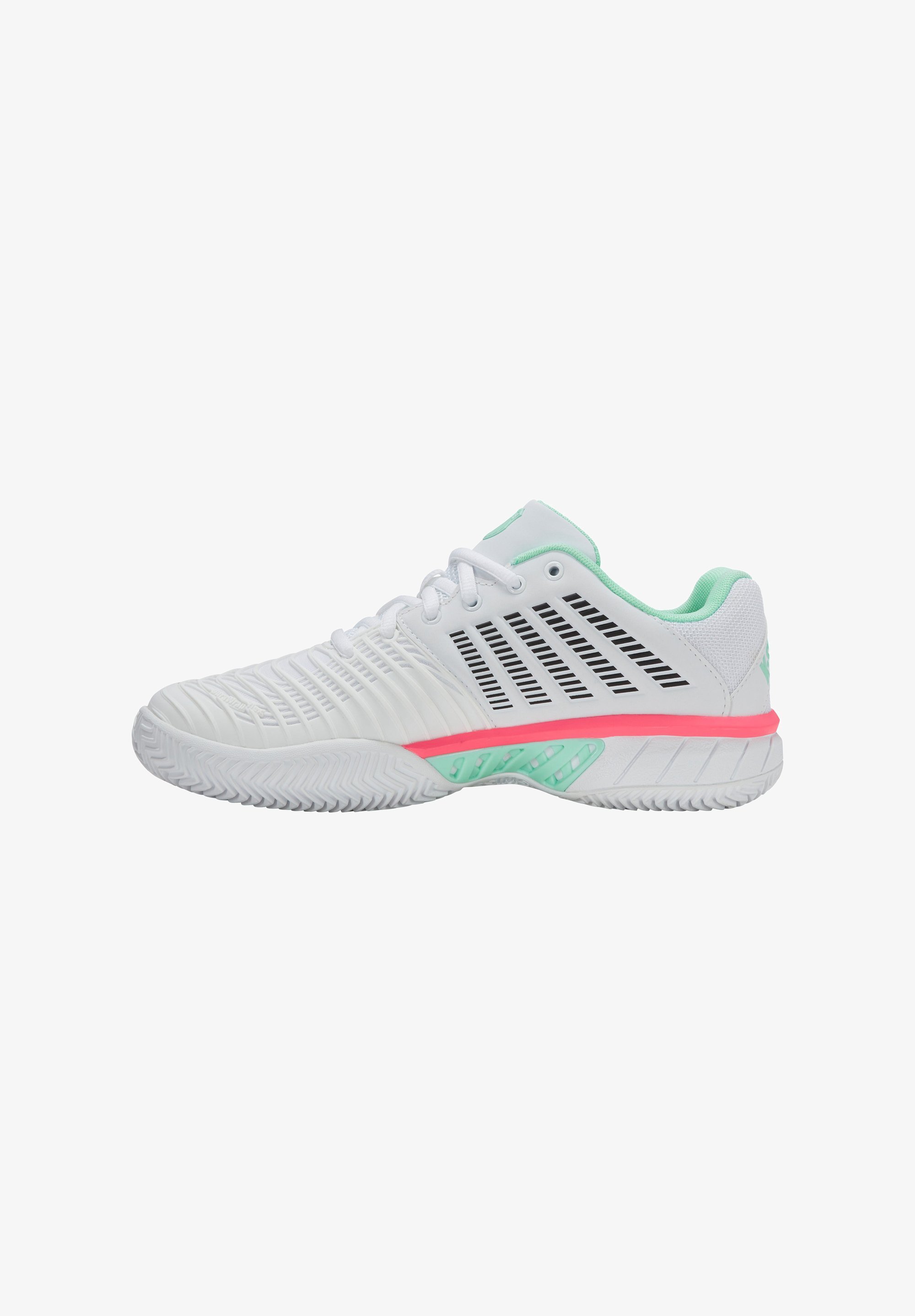 K-SWISS EXPRESS LIGHT 3 - Scarpe da tennis per campi in terra battuta - bianco/verde menta fluo/rosa pastello fluo