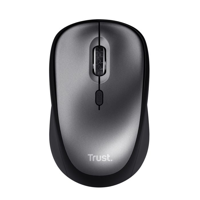 Ratón inalámbrico silencioso y compacto Trust Yuki con batería, ambidiestro, 1600 DPI, receptor USB, compatible con portátiles y ordenadores.