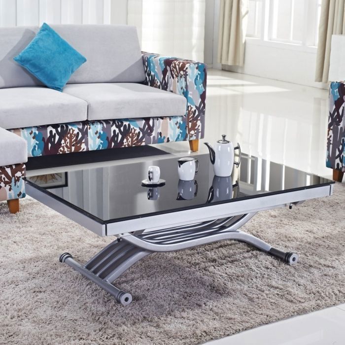 Table basse relevable - GIOVANNI MARCHESI - Zen - Noir - Extensible - 10 couverts