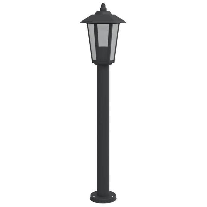 Lampade da terra per esterni, 3 pezzi, 80 cm, acciaio inox nero, 02_0042553