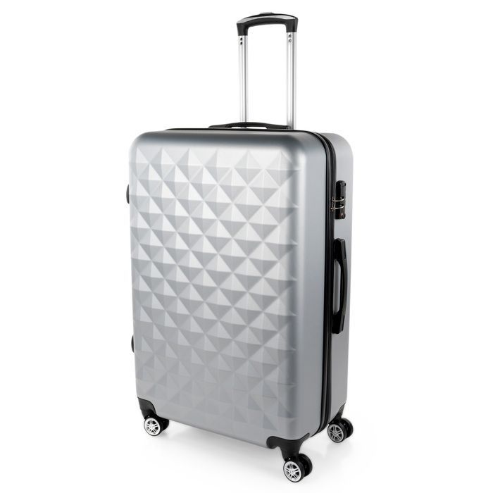 Maleta - ITACA 771770 - Tamaño grande - Carcasa rígida - Color plata - Incluye carrito