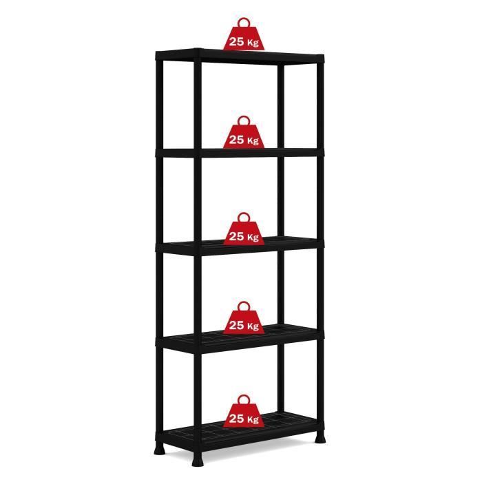 Storage shelf - KETER - PLUS SHELF 75/5 - 5 shelves - Black