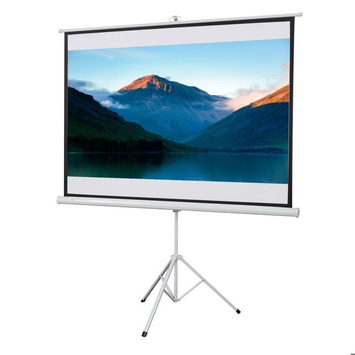 Pantalla de proyección con trípode - HOMCOM - Pantalla de cine en casa plegable, regulable en altura y 4K HD de 84 pulgadas (formato 4:3) - Acero - Blanco