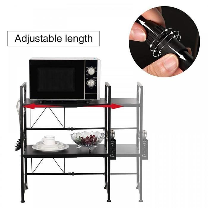 Microwave Kitchen Shelf – MIPAN – Kitchen Shelf – Adjustable 40-63CM – Maximum Load: 30 kg – Black