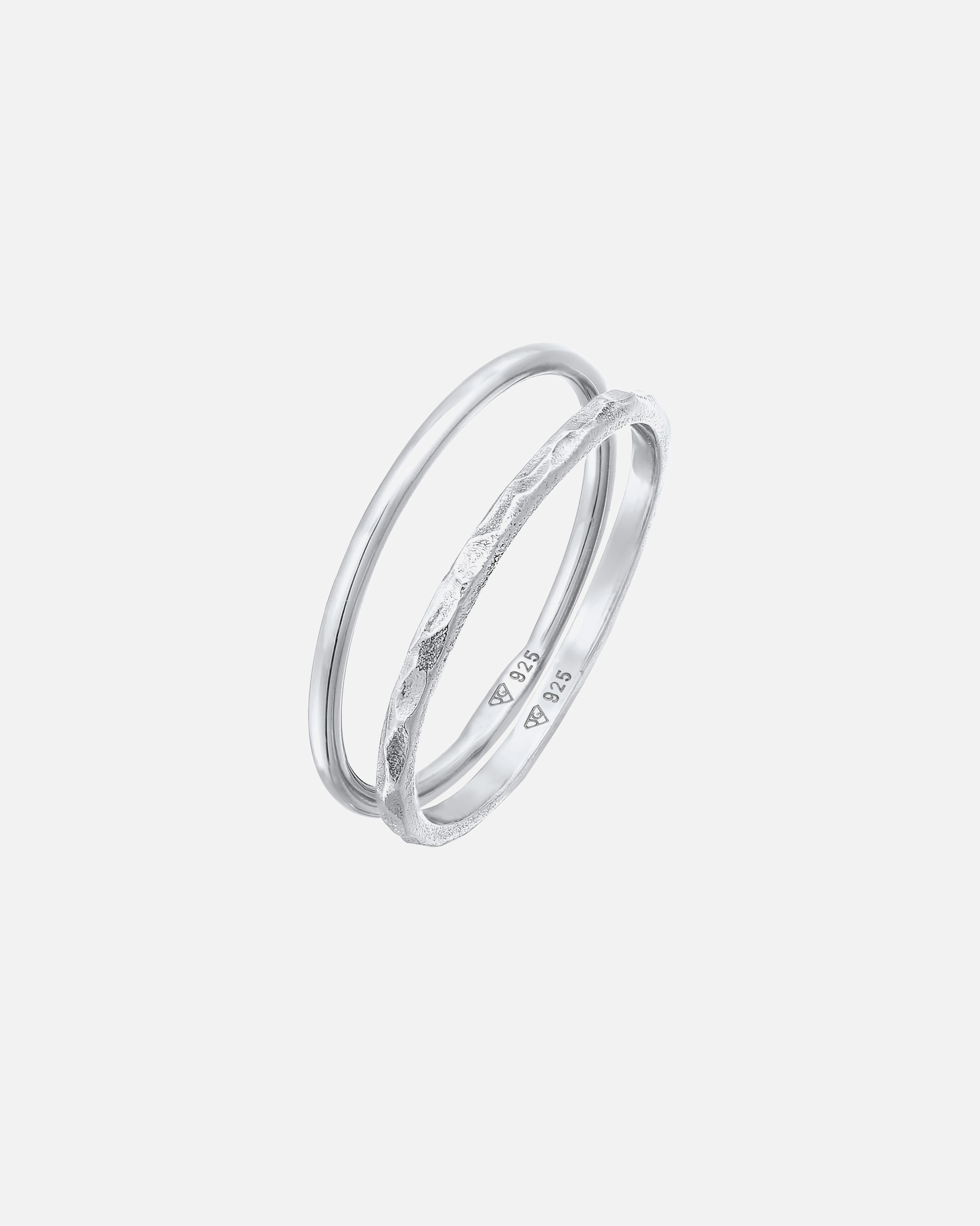 Elli Femmes Bande Set de 2 Pile en argent sterling 925