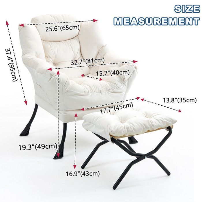 Fauteuil inclinable 75x80x85 cm avec repose-pieds pliable, fauteuil à bascule avec poches latérales, fauteuil d'allaitement, blanc