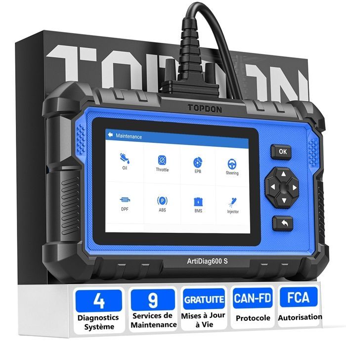 TOPDON ArtiDiag600S-FR Valise de Diagnostic Auto pour 4 Systèmes 9 Fonctions de Réinitialisation OBD2 en  français