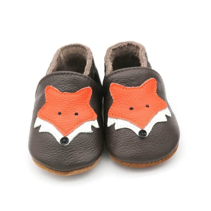 Primeros zapatos para bebé niño en suave piel de zorro - INSFITY - Café - ante antideslizante - cómodos